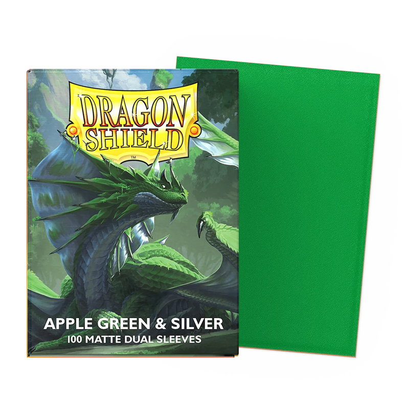 Dragon Shield Matte Dual Sleeves - Apple Green & Silver