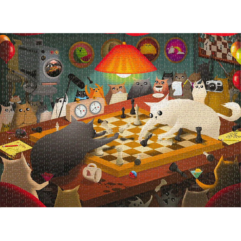 Cats Playing Chess - Exploding Kittens puzzel