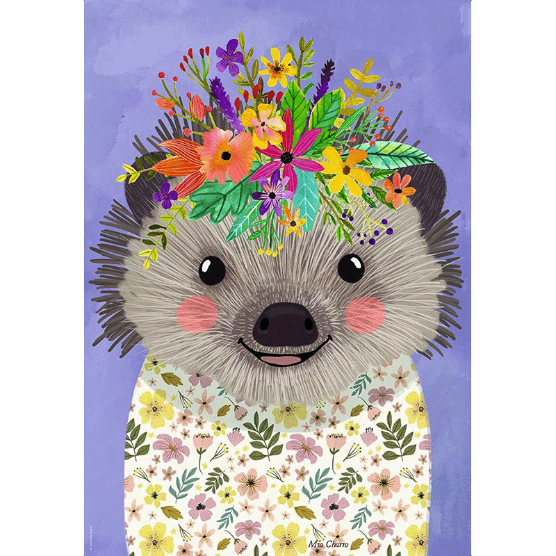 Floral Friends puzzel: Funny Hedgehog